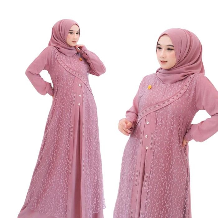 Zunaira Dress Gamis cringkel premium baju lebaran brukat perempuan viral 2025
