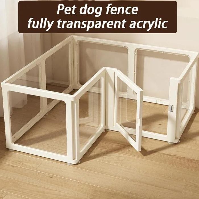 BARU INDOOR DIY SMALL PET DOG FENCE CAGE SYSTEM WITH DOOR DOG FENCE FULLY TRANSPARENT ACRYLIC PUPPY