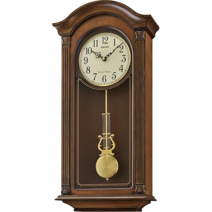 Seiko Wooden Wall Clock Qxh066B Dual Imes Hourly Strike / Jam Qxh066