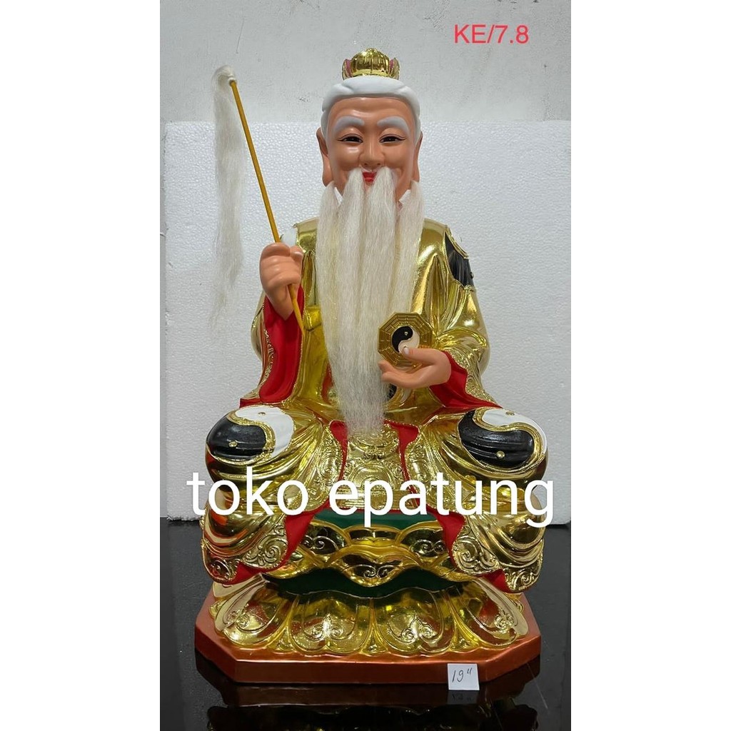 Patung Dewa Tai Shang Lau Cin / Tai Siong - Kayu - 19 In - Emas