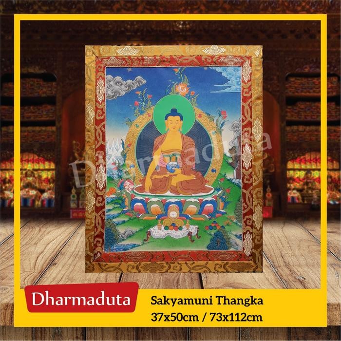 Sakyamuni - Thangka Lukisan Buddha 37X50/72X112Cm