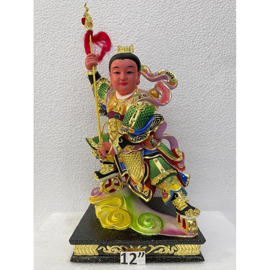 Patung Dewa Nezha / Locia / Naca 12In Kayu Taiwan