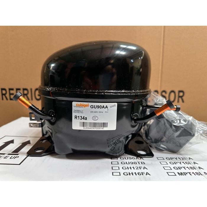 NEW KOMPRESOR CUBIGEL GU90AA KOMPRESOR FREEZER/KULKAS 1/4PK R134A LBP ( PENGGANTI KULTHORN AE1390Y
