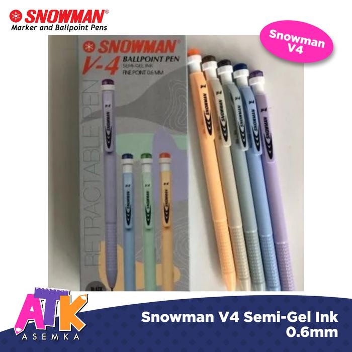 

Pulpen / pena Snowman V4 Semi-Gel Ink 0.6mm Black / Hitam