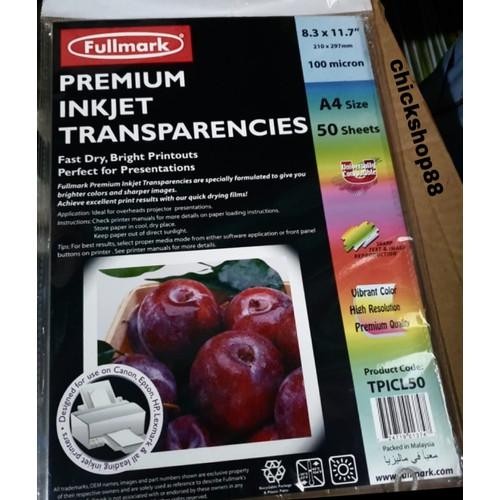 

FULLMARK TPICL50 Premium Inkjet Transparencies A4 isi 50 Kertas Mika