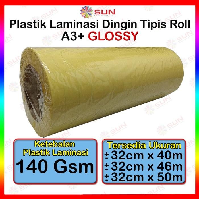 

Plastik Laminasi Dingin Tipis Roll A3+ / A4 + 140 micron - Motif Glossy, Doff Matte ( Sticker Bening