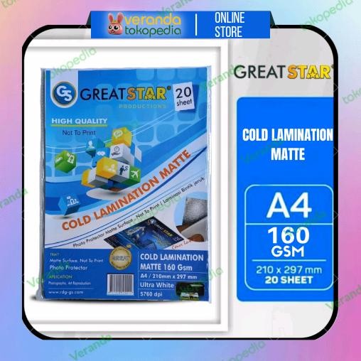 

Great Star Cold Lamination Matte A4/160gsm 20's