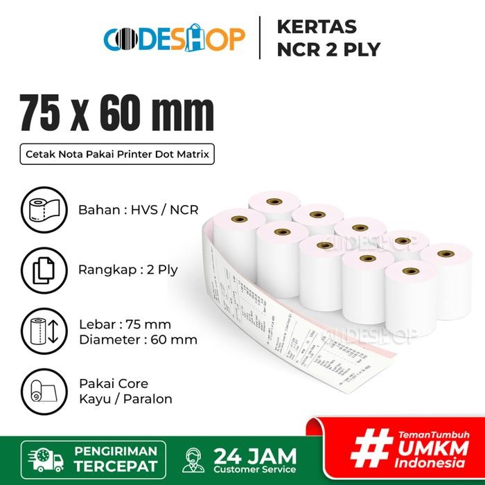 

NEW Kertas Struk Kasir NCR 2 PLY 75 X 60 mm - Rangkap 2