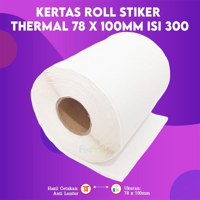 

Kertas Sticker Thermal Roll 78x100 Kertas Stiker Lipat Label Resi Barcode Anti Luntur 100x150