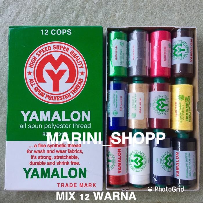

Benang jahit yamalon 500 yeard mix warna 12 pcs