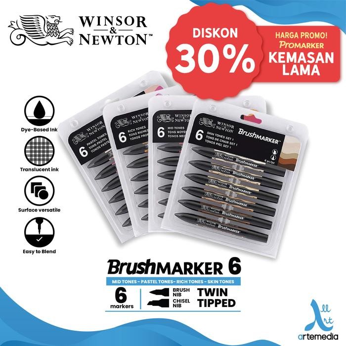 

Brush Marker Winsor & Newton Promarker Brush Pen Set 6 Dual Point