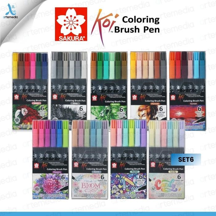 

Brush Pen Sakura Koi Coloring Brush Pen Set 6 Pena Kuas Warna