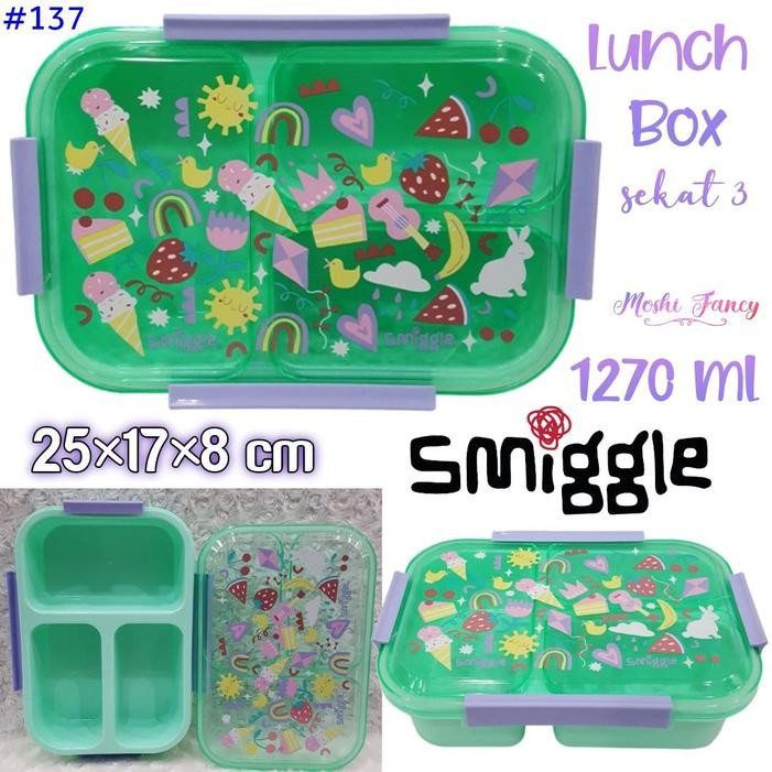Tempat Makan Smiggle Sekat / Lunch Box Smiggle Sekat Unicorn Dinosaurus mobil Mobil / Tempat Bekal