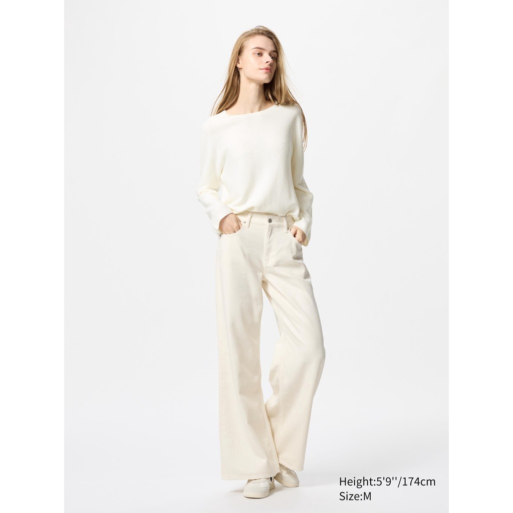 Uniqlo Sweater Rajut 3D Katun Kerah Bulat Lengan Panjang