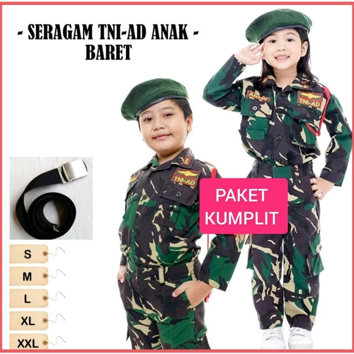 ASLI BAJU TNI ANAK LAKI-LAKI DAN PEREMPUAN/BAJU PROFESI TNI AD READY STOCK