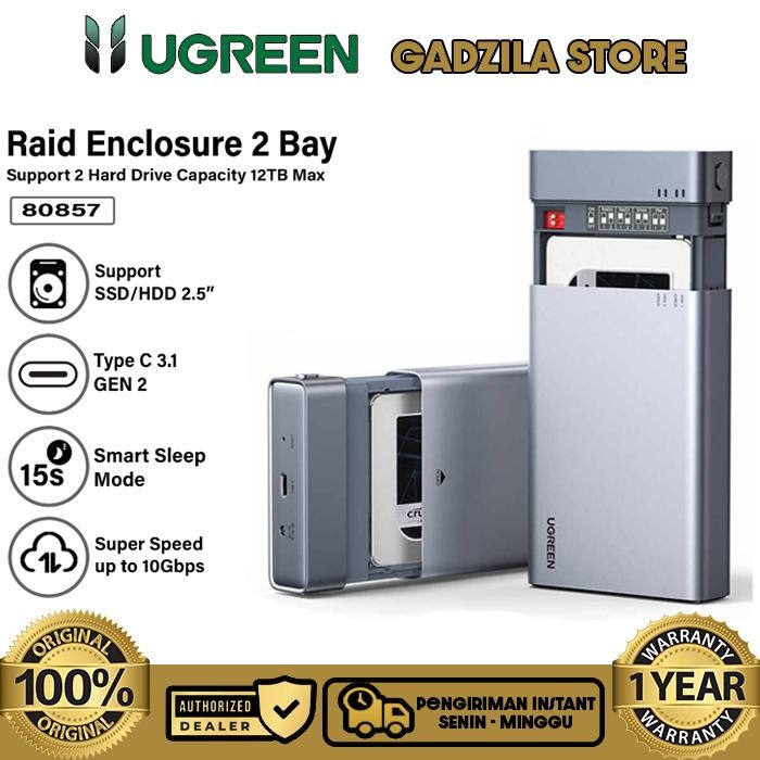 Ready Stock Ugreen Enclosure Hard Drive Usb Type C 3.1 To 2.5"Inch Casing Harddisk Ssd/Hdd Sata Dual