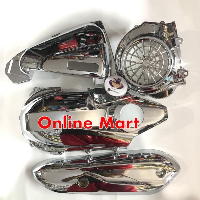BARU COVER CVT CHROME PAKET BEAT POP FI ESP SCOOPY STREET AKSESORIS MOTOR TUTUP CVT LENGKAP