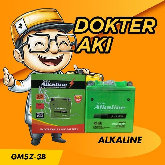 Aki Motor Aki Kering Gm5Z-3B Mf, Merk : Alkaline (Astrea Lagenda, Fizr, Mio M3 ) Motorcycle Aki
