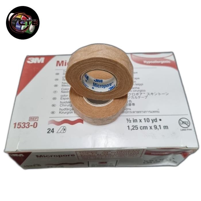 3M Micropore Skin Tone Medical 1/2In / Plester Kulit -Warna Coklat 1Box