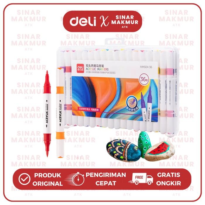 

Spidol Akrilik/Acrylic Marker Dual Tip 36 Warna Deli Hm924-36 (Set)
