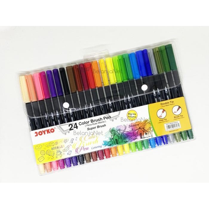 

Color Brush Pen 24 Color Pen Kuas Warna Joyko Dual Tip Jumbo Clp-13A