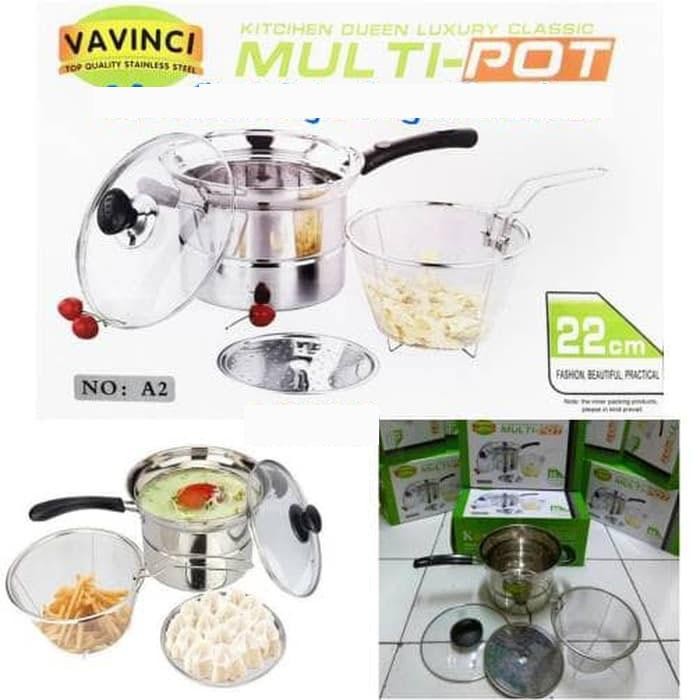 Panci Serbaguna / Multi Pot 3 In 1 / Deep Fryer / Steamer Vavinci