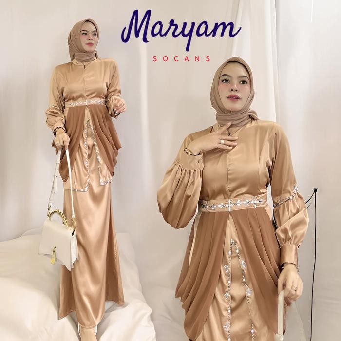 MARYAM Kurung melayu Setelan Busui mermaid kebaya modern oneset elegan baju Pesta wanita, Kondangan