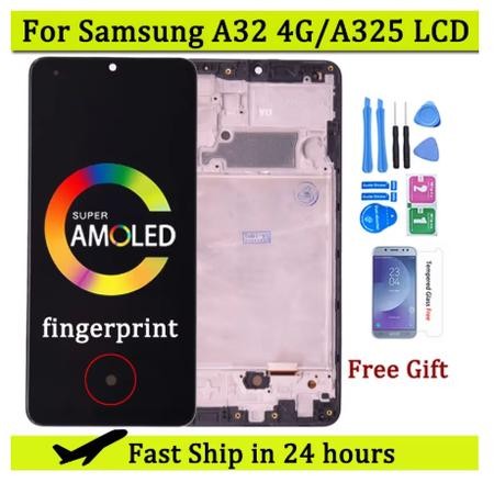 Super AMOLED For Samsung A32 4G LCD For Samsung A325 A325F SM-A325F/DS LCD Display Frame Touch Digit