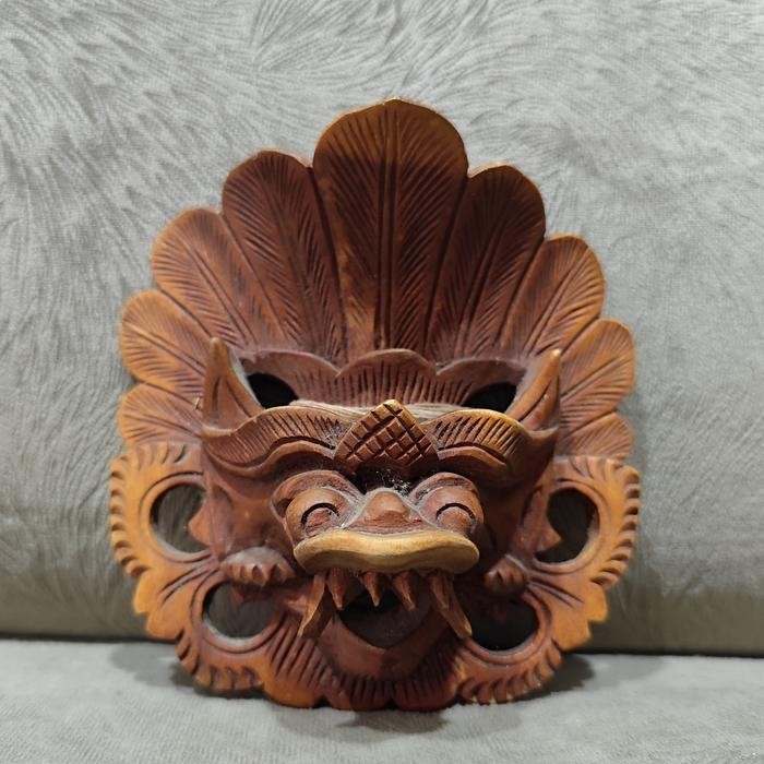 Pajangan Ukiran Kayu tua Barong Leak Bali jadul ukuran mini 13X12cm *