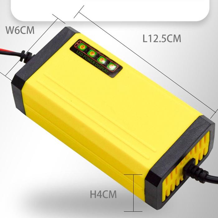 MonqiqiCharger Aki Portable 12V 2A Motor Mobil Charger Aki Motor Kering Dan Basah Led Indikator Car