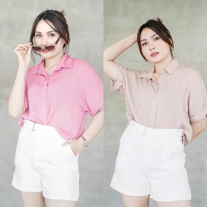 (Expert) Rayon Crinkle Crop Top Baju Atasan Kemeja Wanita Big Size Jumbo