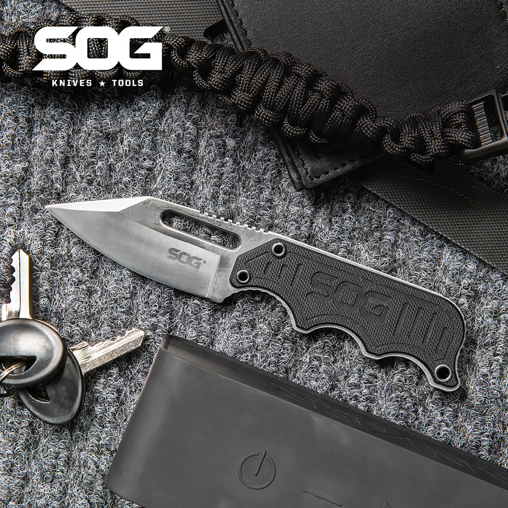 SOG Instinct Knife Compact Survival Hand Tools with Cutter Pocket Clip Portable Outdoor Gear for Cam