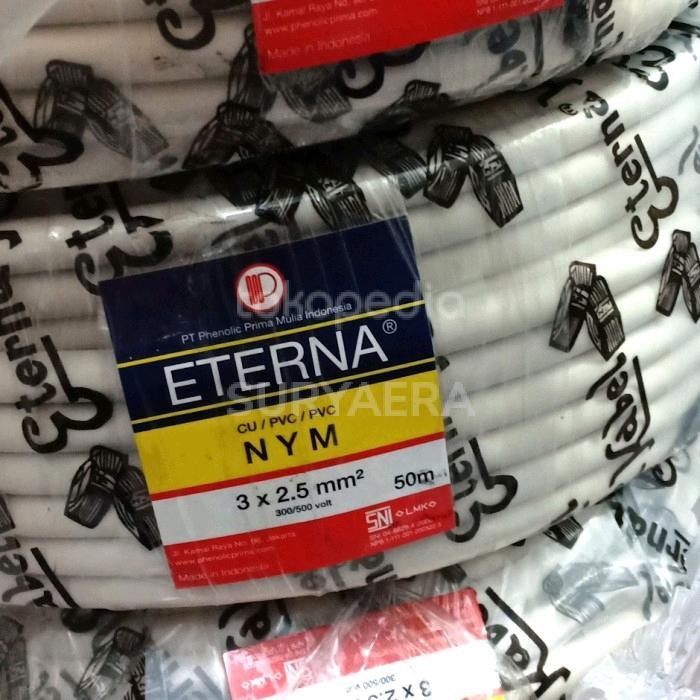 Kabel 3X2.5Sqmmx50 Meter Roll Nym Eterna Ac Instalasi Control Listrik