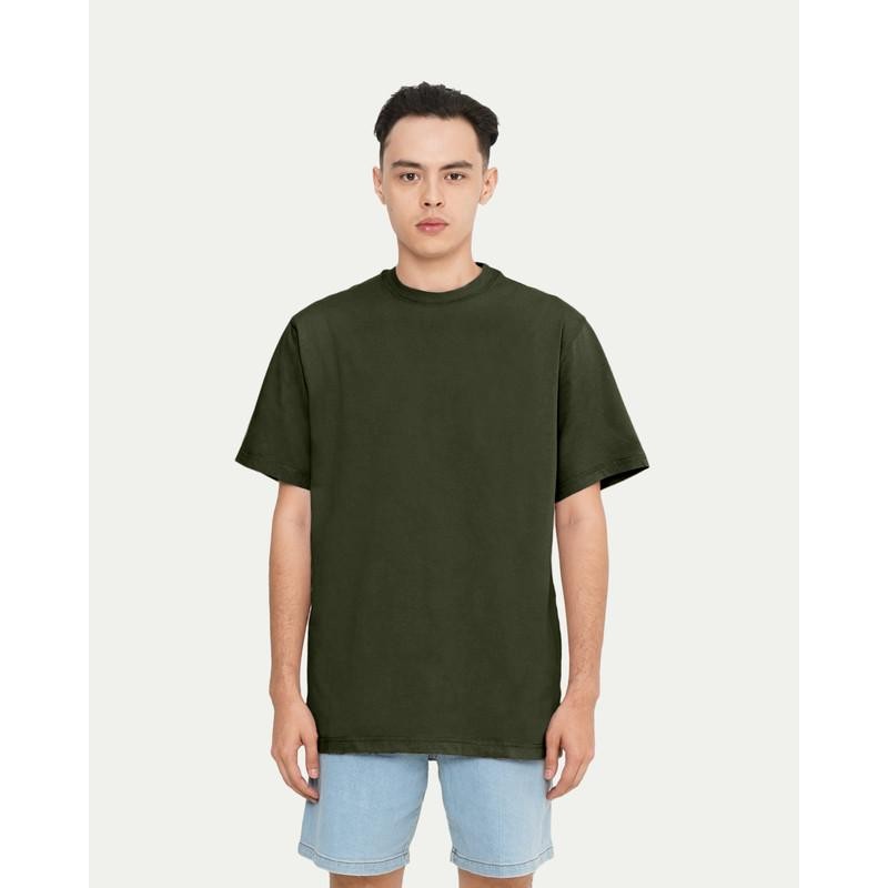 B13J Erigo T-Shirt Basic Regular Olive - Kaos Hijau Olive Pria & Wanita