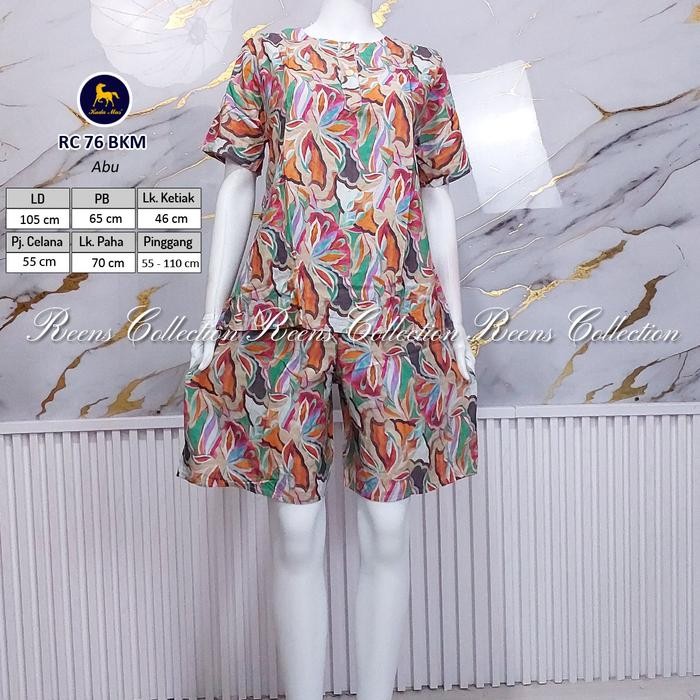 15ED Batik Kuda Mas Setelan Rc 76 Ld 105Cm Piyama Wanita Celana Pendek Lengan Pendek Busui