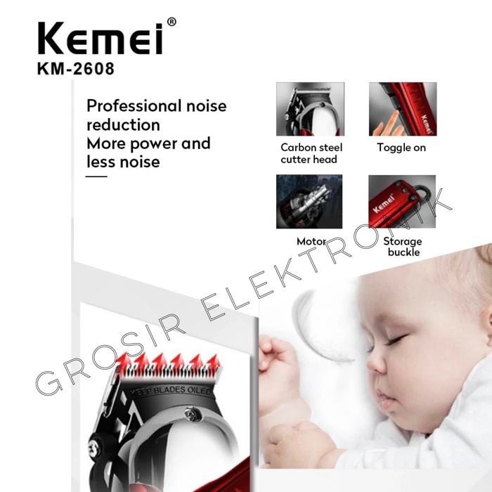 Alat Cukur Rambut Kemei Km-2608 Hair Clipper Washable Cordless Km 2608