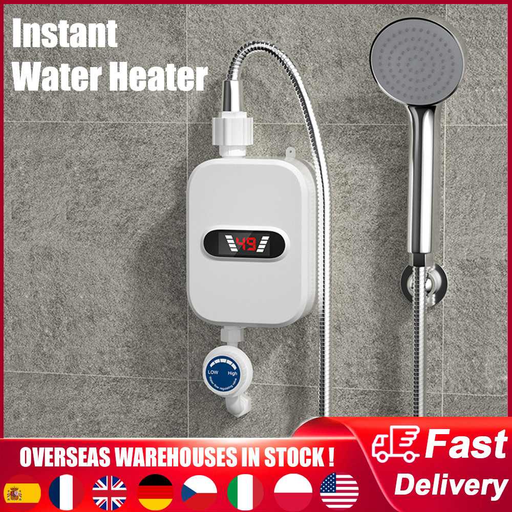 Tankless Water Heater Thermostatic Shower Head Set Temperature Adjustable Home Bathroom Waterproof I