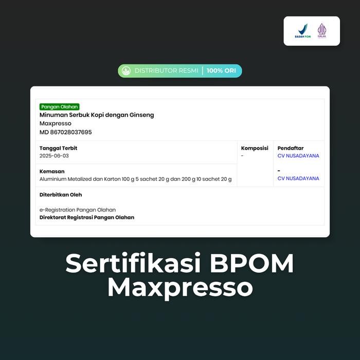 

Maxpresso Kopi Ginseng Premium Untuk Energi & Fokus