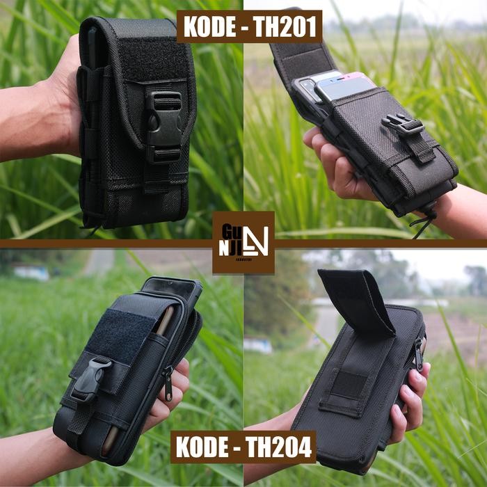 Sarung HP Tactical Pinggang Hitam Kanvas Kantong HP POLRI, TNI, SATPAM