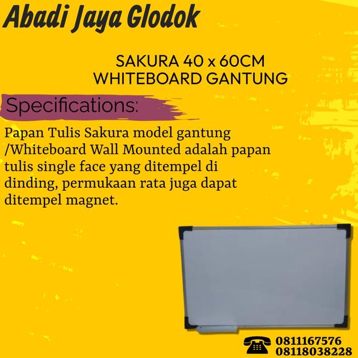 

Sakura 40 X 60Cm Whiteboard Gantung