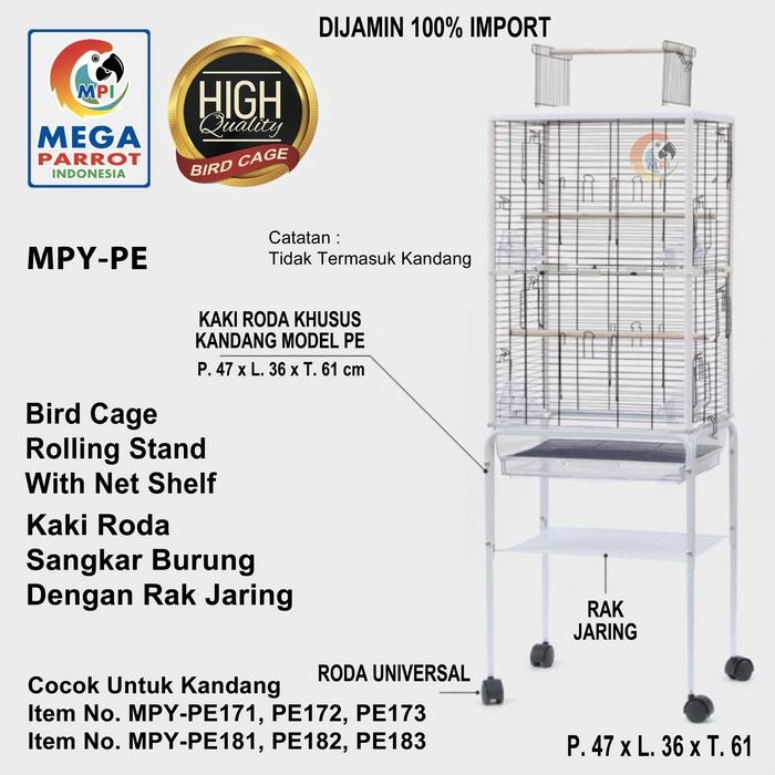 Kaki Roda Kandang Atau Sangkar Burung Dengan Rak Jaring Mpy-Pe