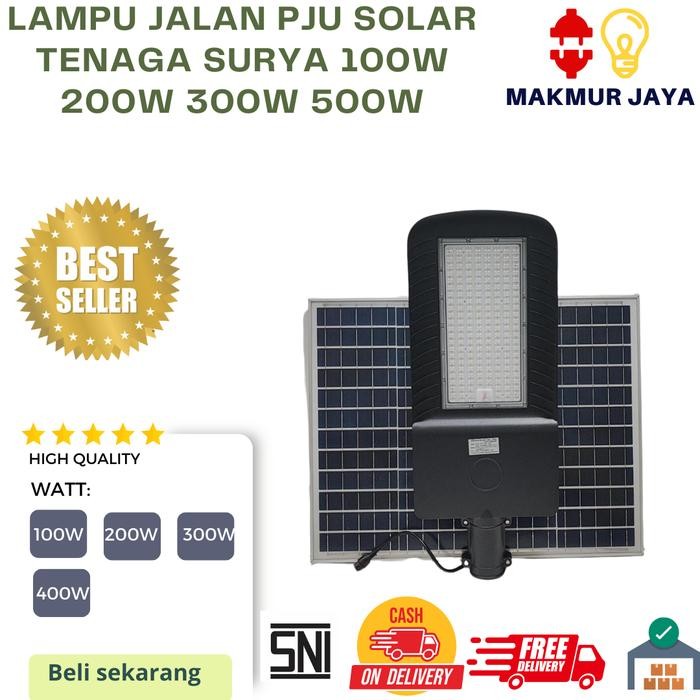 Populer Lampu Jalan Pju Tenaga Surya 100W 200W 300W 500W / Pju Solar Led