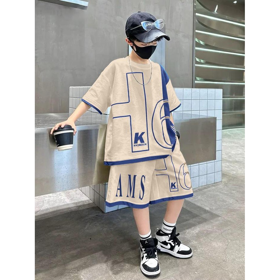 Amspro - Setelan Anak Laki-Laki Usia 10 Tahun 1 Set Ootd Anak Kece Herka Baju Anak Laki Laki Celana