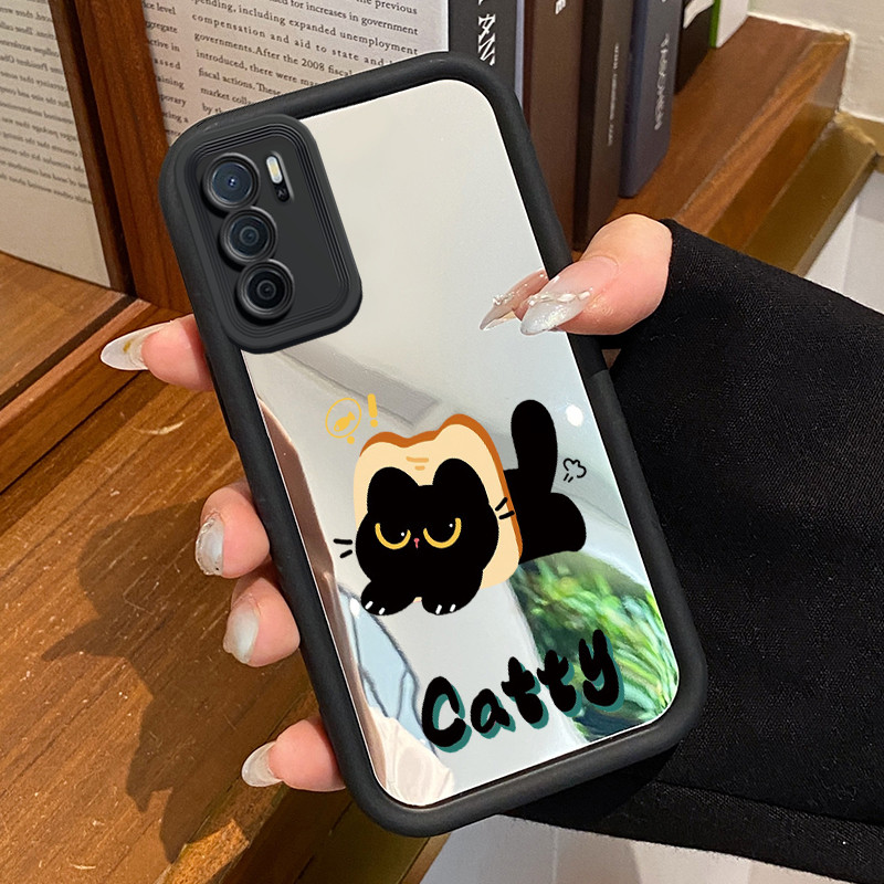 Casing Hp Untuk OPPO A16 OPPO A16s OPPO A54s Case Casing HP pola Kucing hitam Kesing Cesing cermin K