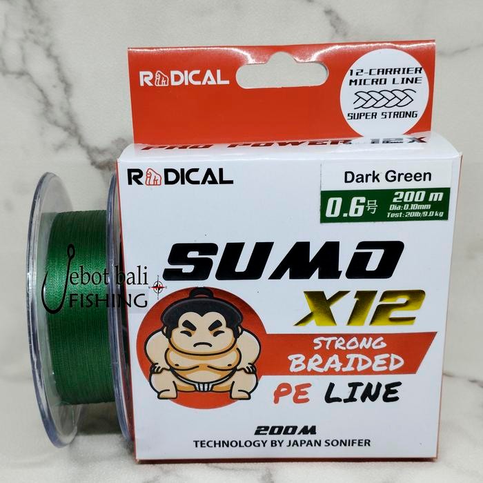Senar PE Radical Sumo X12 - PE 0.6 0.8 1.0 200 meter - Tali Pancing UL