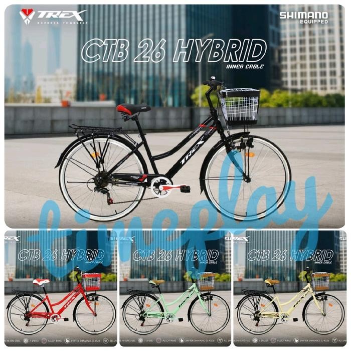 Trex Hybrid Sepeda Mini Keranjang Ctb City Bike 26 Inch Ada Keranjang 7 Speed