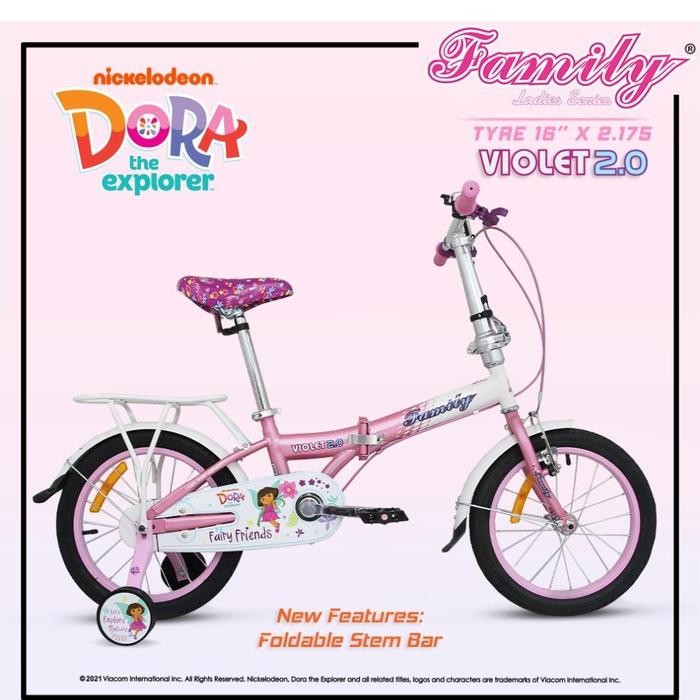 SEPEDA ANAK PEREMPUAN 16 INCH FAMILY VIOLET DORA GARANSI RESMI