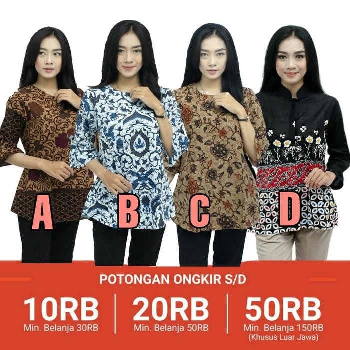 BLOUSE BATIK WANITA S-M-L-XL-XXL-3L-4L-5L ATASAN BATIK WANITA *