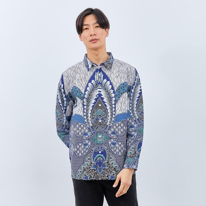 M231 Kemeja Pria Batik Panjang Biru 1722B *