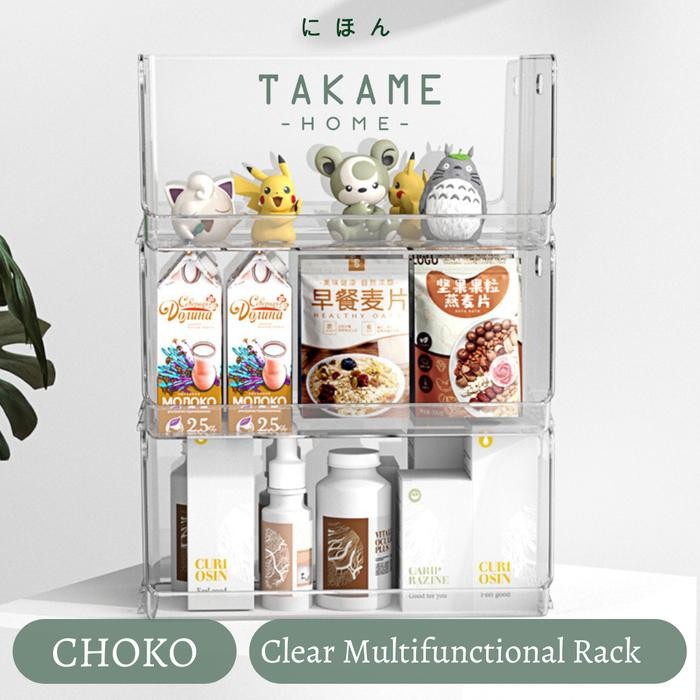 QZPI TakameTempat Penyimpanan Skincare Estetika Transparan Wadah Tingkat